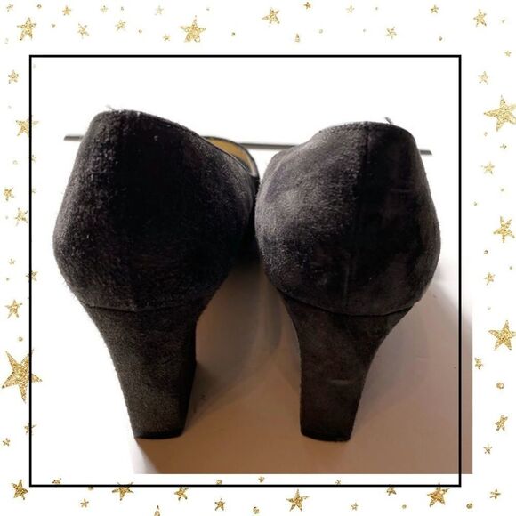 Salvatore Ferragmo Black Gray Suede Heels 8 - Picture 6 of 9